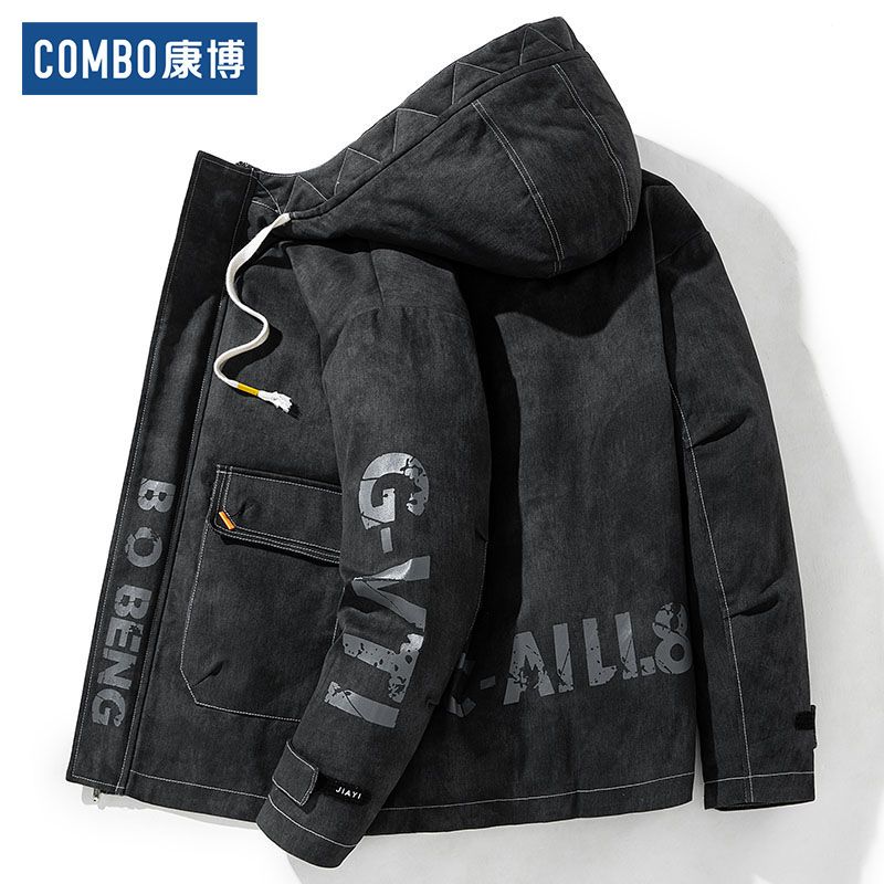 combo/康博连帽棉衣男潮流宽松外套帅气工装休闲棉服保暖上衣服