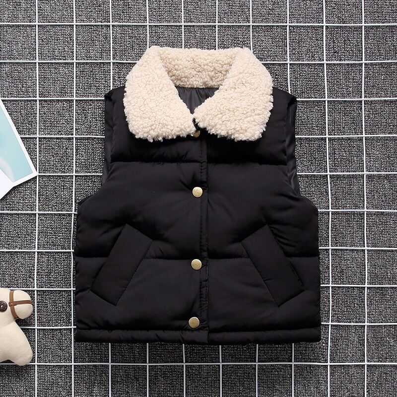 Boys and girls thickened velvet vest shoulder autumn and winter clothing for big children children's clothing 2022 new Korean version of the little boy's vest