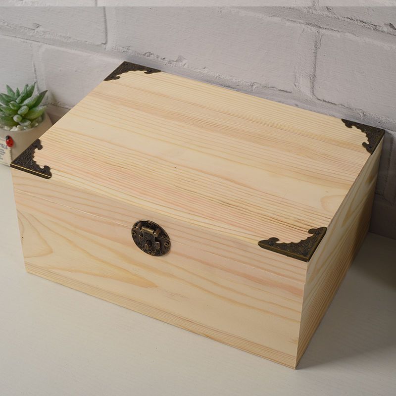 Wooden storage box document box desktop storage box rectangular wooden box with lock wooden box wooden box can be customized