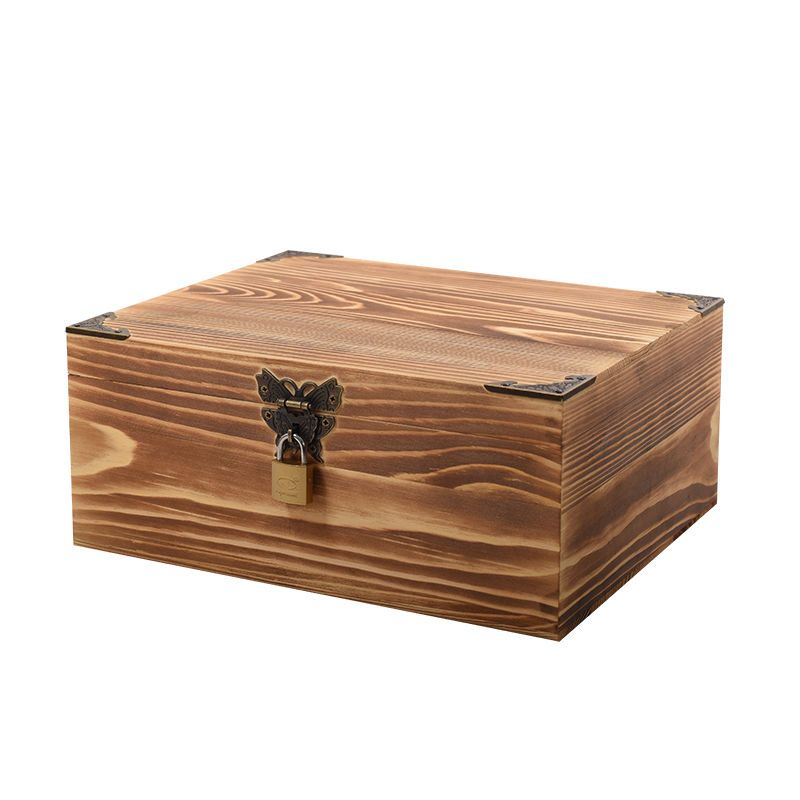 Wooden storage box document box desktop storage box rectangular wooden box with lock wooden box wooden box can be customized