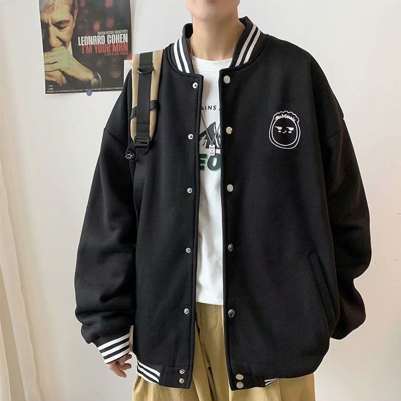 Autumn and winter coat men's and women's Korean version trend students' casual handsome loose Plush baseball coat Harajuku BF outerwear jacket