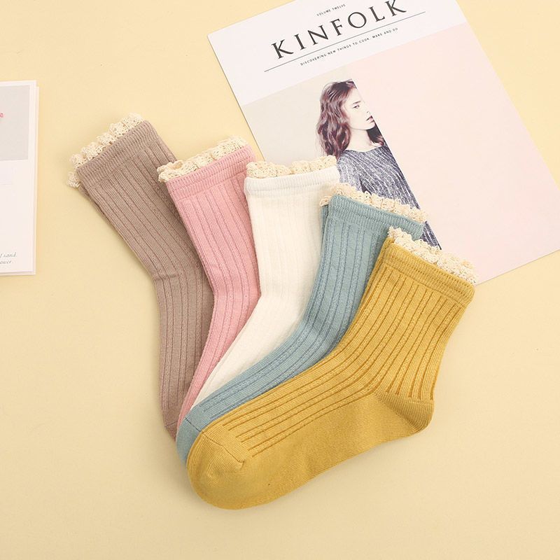 Socks children Korean version of lace stockings versatile autumn and winter students ins trend Harajuku college wind pile socks woman