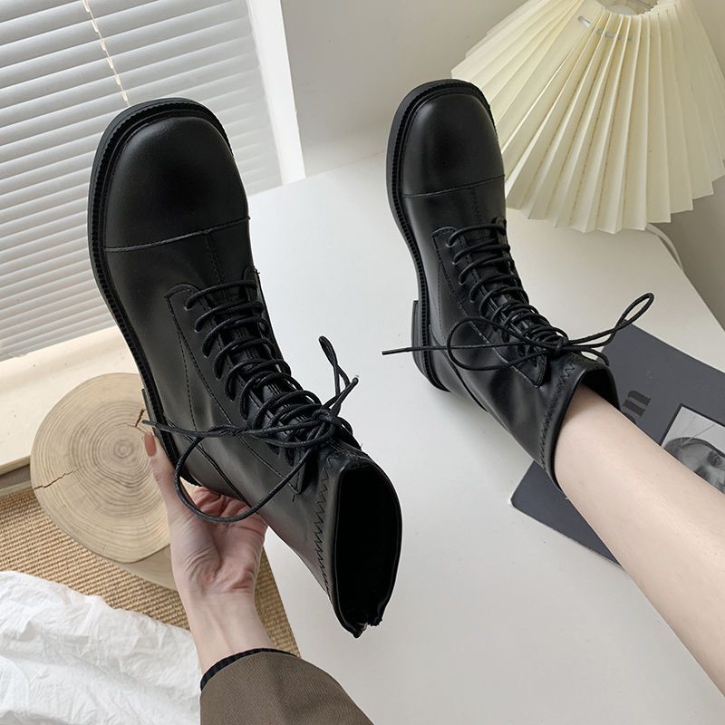 Square skinny boots blow street single boots spring and winter 2020 new Martin boots women British style short boots Knight boots