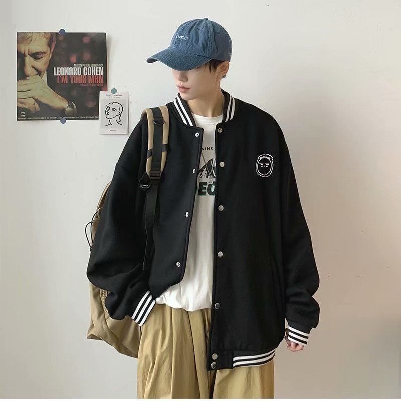 Autumn and winter coat men's and women's Korean version trend students' casual handsome loose Plush baseball coat Harajuku BF outerwear jacket