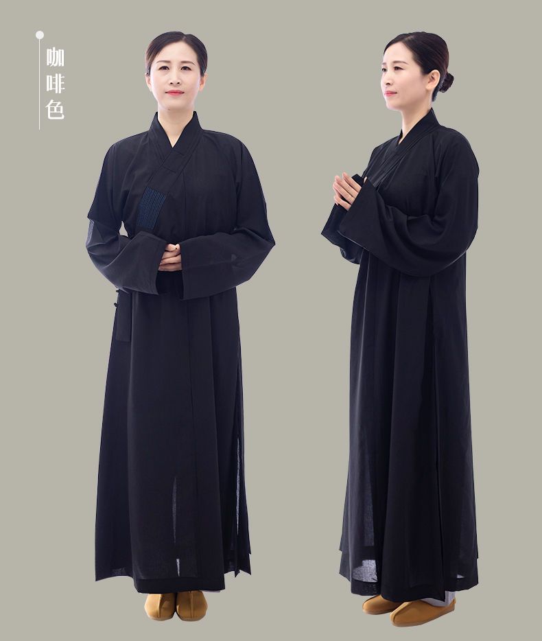 秋冬季小袖海青居士服男女同款青衣僧服禅修服出家人法衣道袍 detail 2