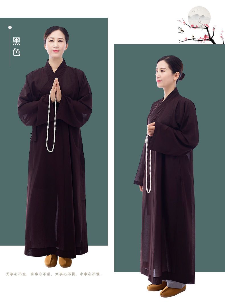 秋冬季小袖海青居士服男女同款青衣僧服禅修服出家人法衣道袍 detail 3