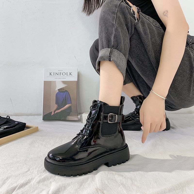 British style Martin boots women's fall / winter 2020 new network red student's thin velvet cotton boots versatile short boots ins trend