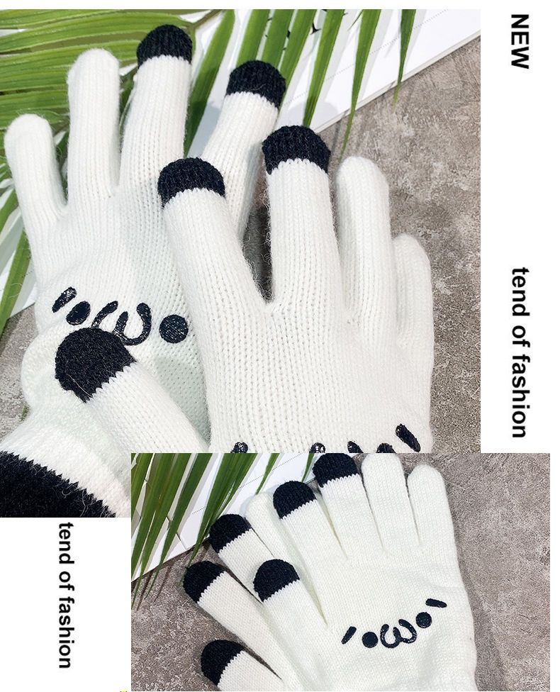 触屏手套女秋冬季韩版卡通可爱手套保暖加厚学生男士骑车情侣手套