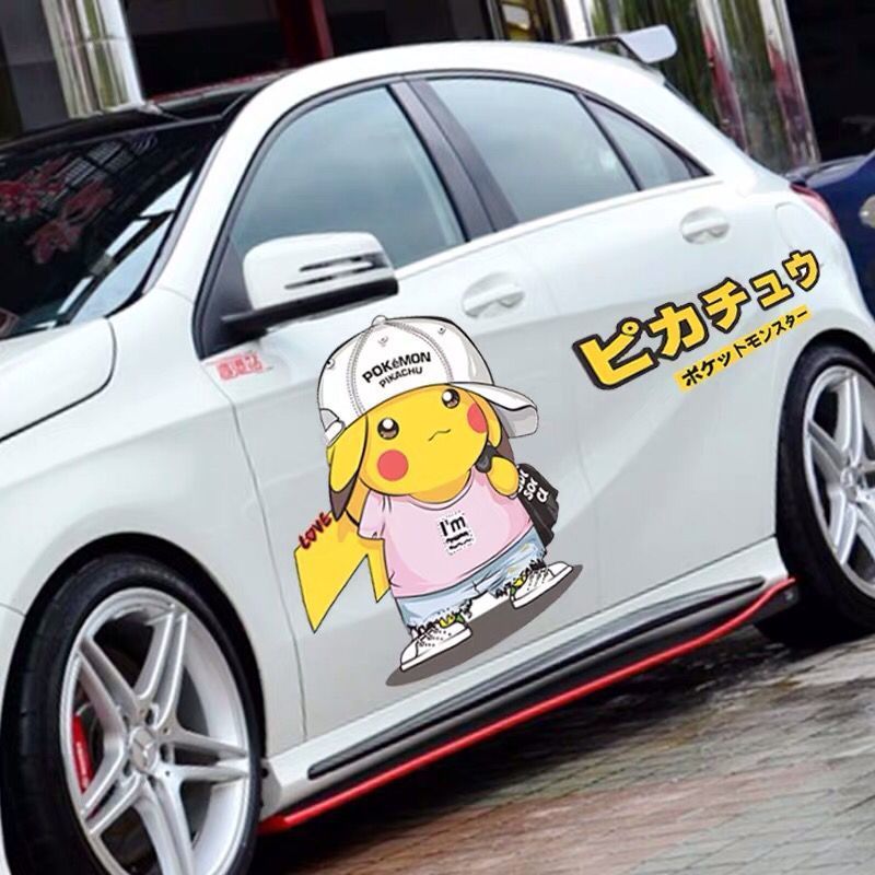 Pikachu car stickers car cute cartoon stickers door Pikachu personality creative scratch cover body stickers
