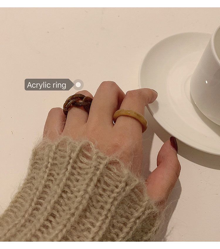 复古琥珀纹两件套食指戒指秋冬女时尚个性小众设计ins潮个性指环