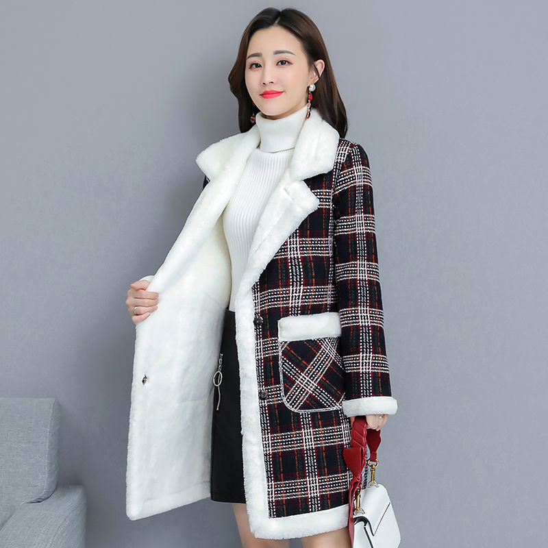 54270-大码女装秋冬季韩版加绒加厚胖mm200斤中长款仿羊羔绒外套大衣潮-详情图