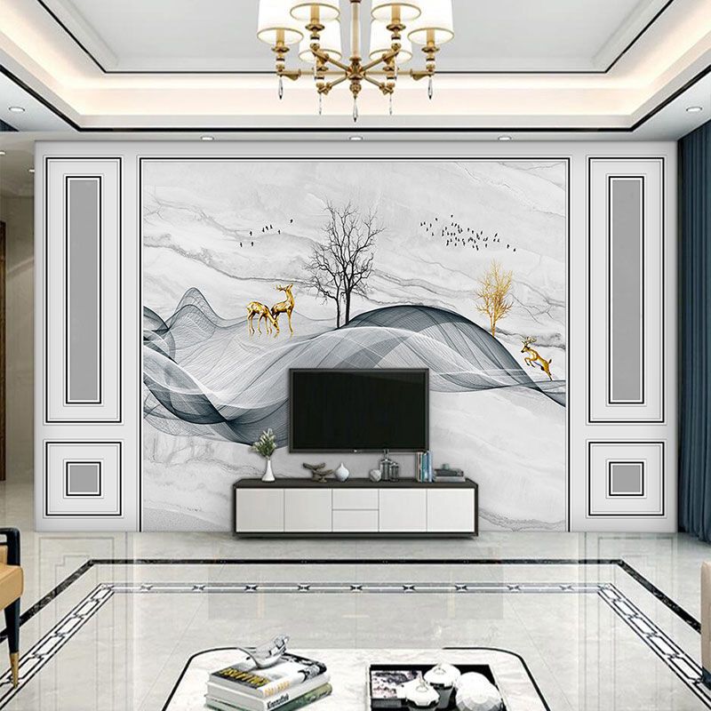 电视墙背景墙壁画客厅8d立体墙画简约仿大理石墙布装饰影视墙壁纸