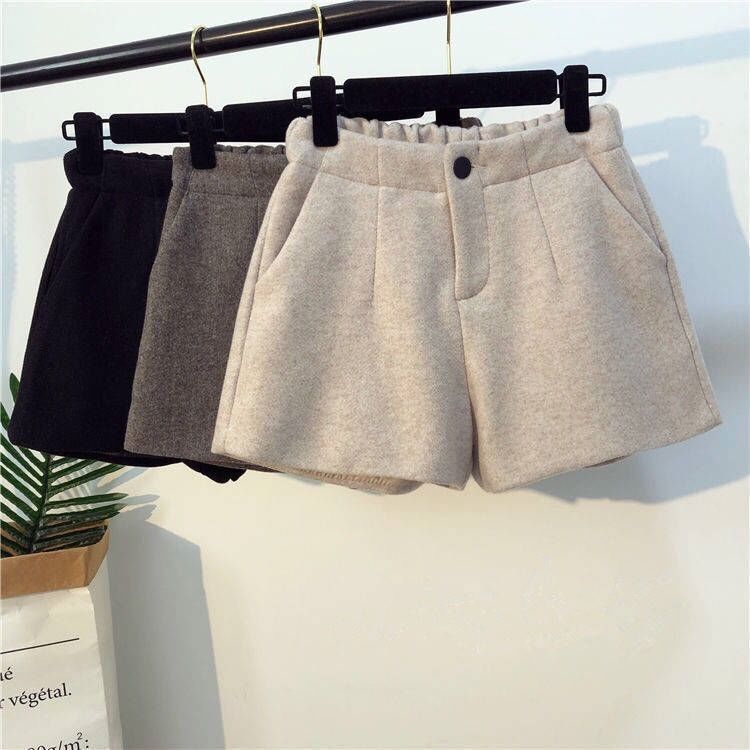 Casual pants tweed pants children's autumn and winter wide leg pants 2020 new straight wide leg pants show thin and versatile elastic shorts