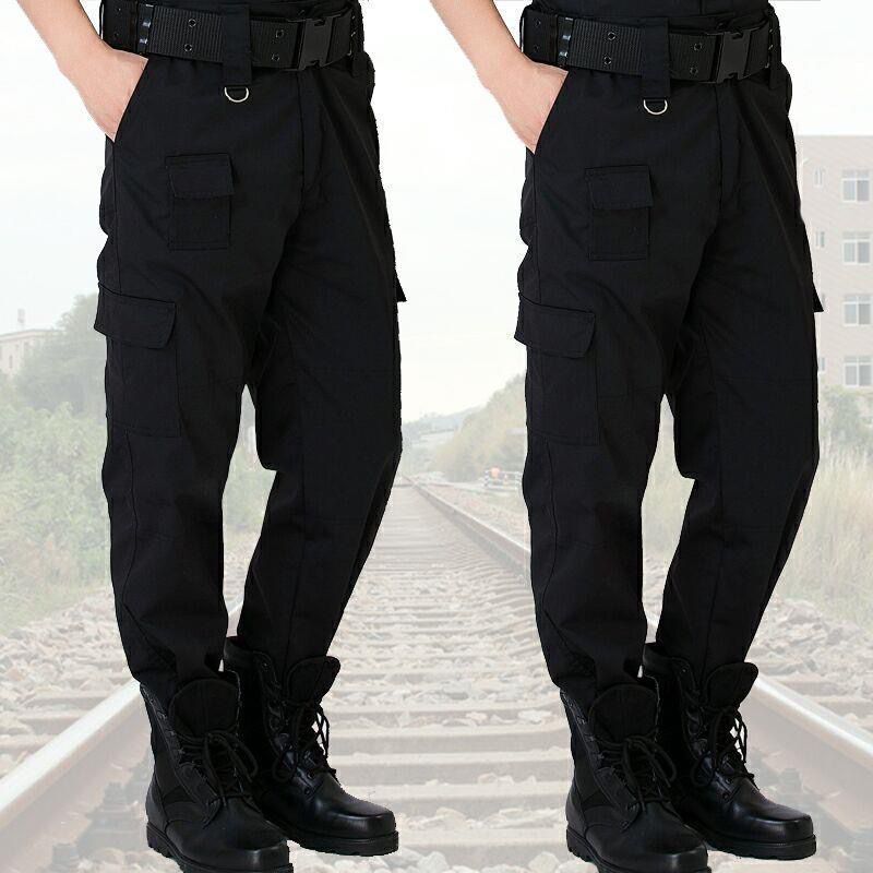 Autumn and winter security training pants black thick wear-resistant twill anti-static hotel security property doorman work pants
