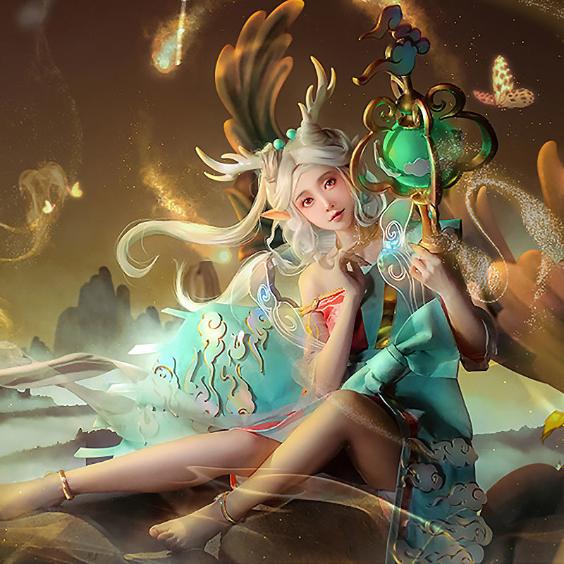 王者荣耀瑶遇见神鹿cos,cos王者荣耀公孙离 王者荣耀瑶cos服 遇见神鹿cospaly动漫王者农药cosply道具服装