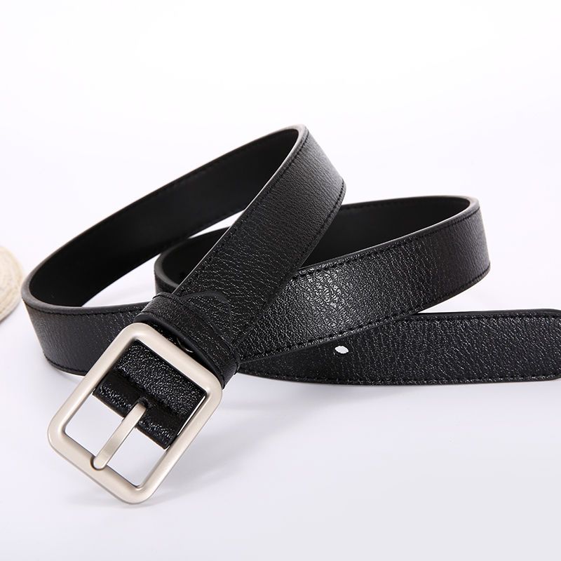 Women's round buckle pin buckle belt simple belt simple smooth round buckle retro soft jeans belt simple