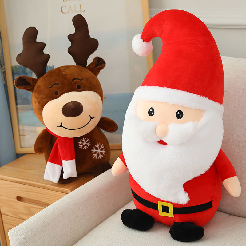 新款圣诞老人玩偶毛绒玩具麋鹿公仔布娃娃幼儿园儿童圣诞节礼物女
