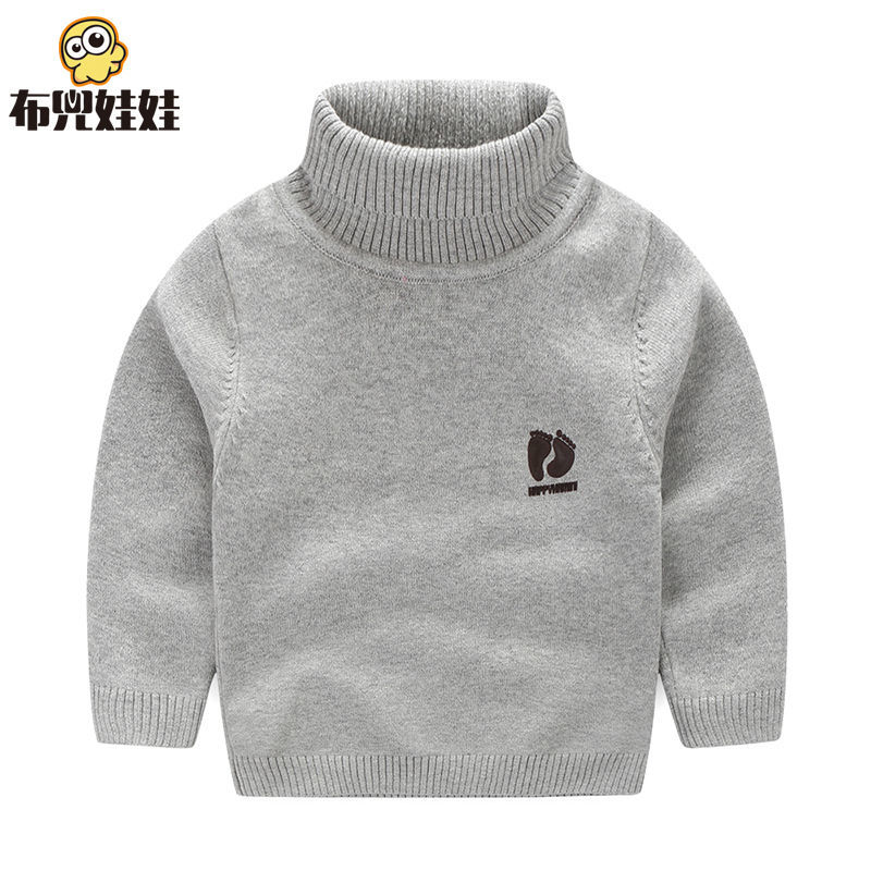 Children's autumn and winter velvet thickened sweaters boys turtleneck sweaters girls round neck sweaters baby pullover sweaters