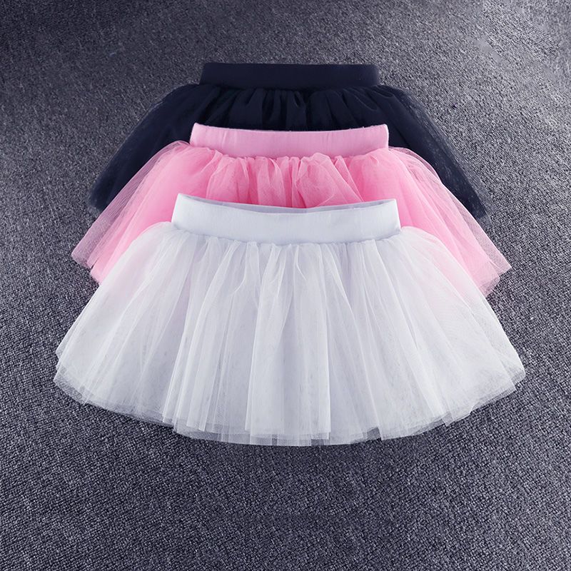 Children's dance skirt half-length gauze skirt performance costume tutu skirt ballet practice short skirt white gauze girl dancing