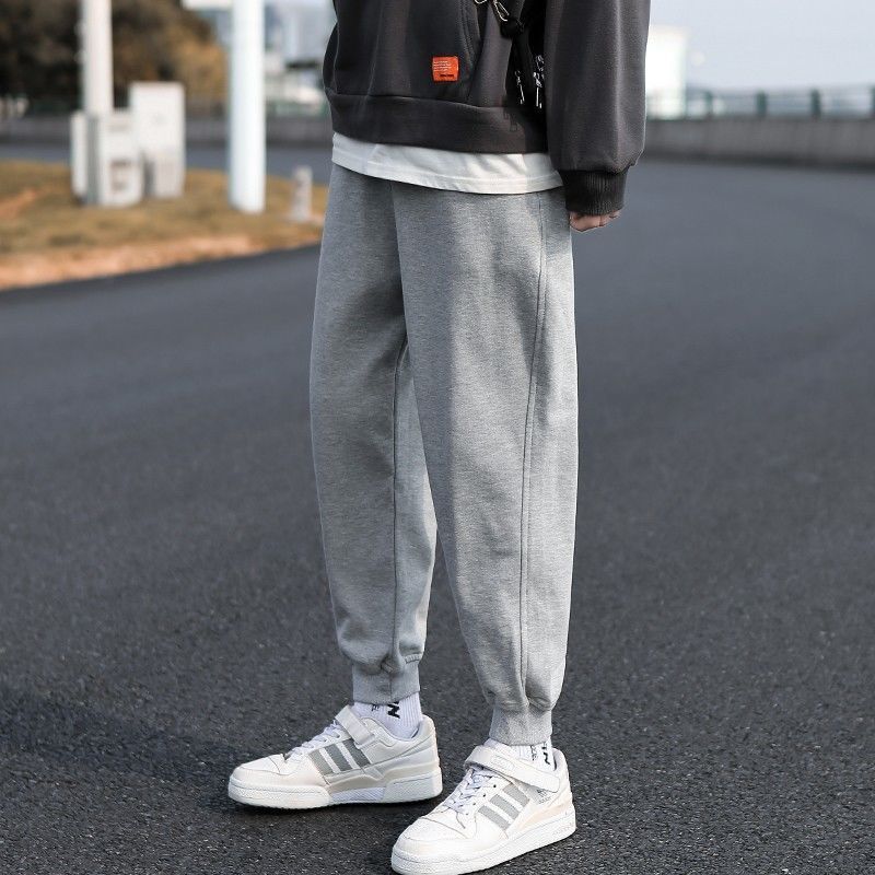 Spring new men's sweatpants Korean style trendy loose casual trousers all-match gray knitted sweatpants leggings