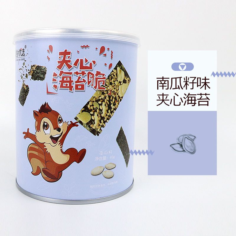 37814-5罐装海苔夹心脆罐装海苔片40g儿童休闲小零食芝麻夹心小吃批发-详情图