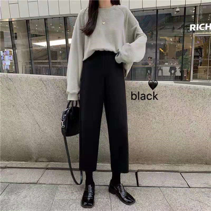 Autumn and winter thickened woolen Harem Pants women's small foot radish pants large size nine point loose casual straight tube suit pants