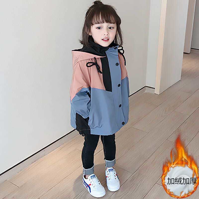 Girl's coat foreign style fall 2020 new style children's short windbreaker girl's Hooded Jacket Top stormsuit