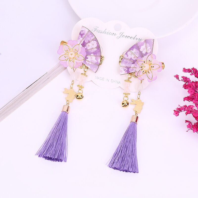 Girly kimono tassel bell hair accessories and fan hairpin headdress antique accessories COS performance photography decoration