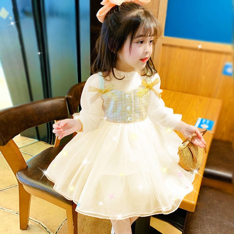 Girl's little fragrance dress spring and autumn dress foreign style little girl net yarn princess skirt children fairy dress dress dress fashion