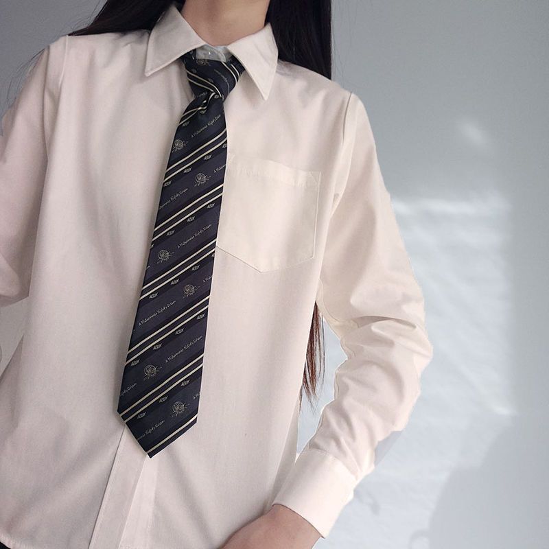 JK襯衫制服奶白色基礎款長袖短袖日系校服白襯衣學生班服畢業服裝