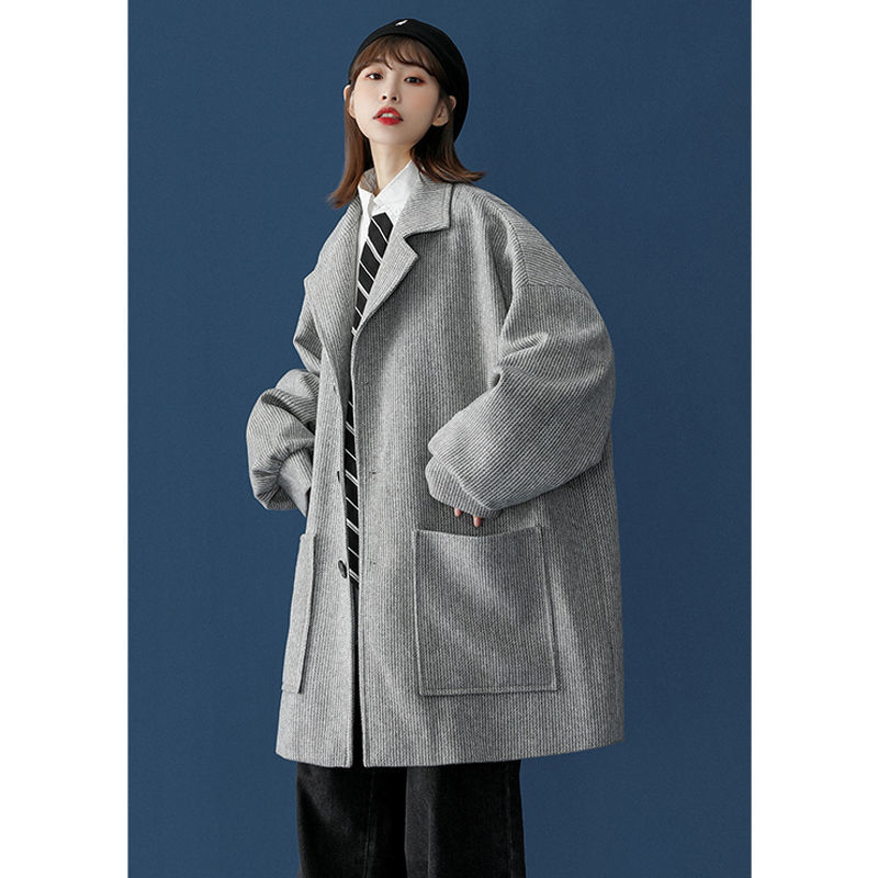 Woolen coat autumn and winter Baita spring and autumn new woolen coat profile suit loose all-match top