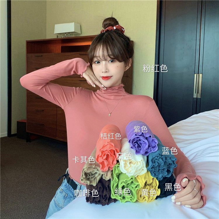 Plush bottoming shirt women's autumn and winter clothes  new Korean version of self-cultivation with foreign style t-shirt all-match long-sleeved top trendy