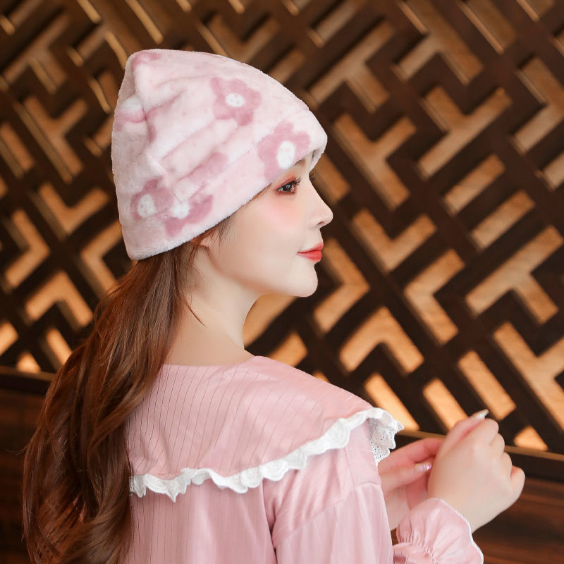 坐月子帽秋冬款珊瑚绒加厚产妇帽子冬季保暖孕妇帽头巾产后用品