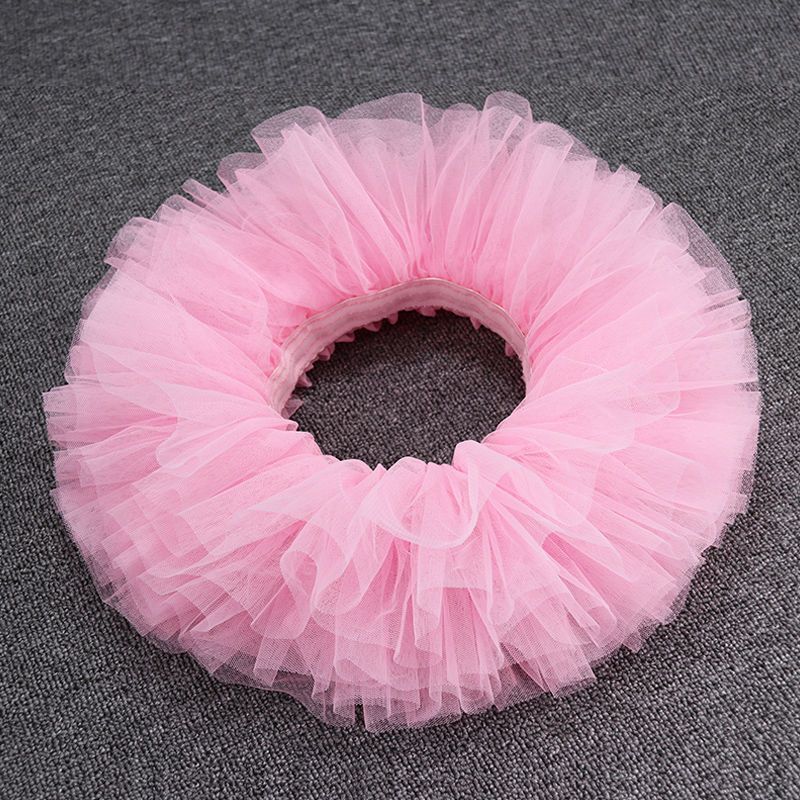 Children's dance cake skirt half-length gauze skirt fluffy ballet skirt practice short skirt white 6-layer mesh gauze dance skirt