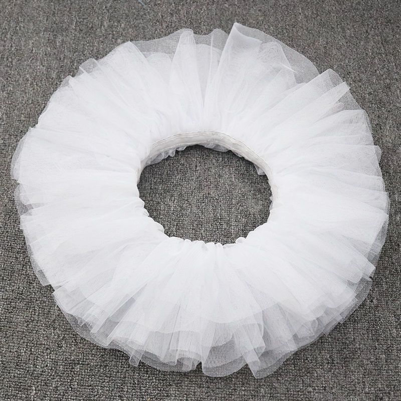 Children's dance cake skirt half-length gauze skirt fluffy ballet skirt practice short skirt white 6-layer mesh gauze dance skirt