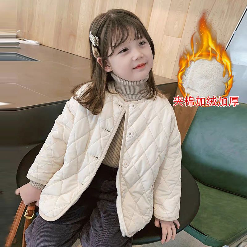 童裝2023新款女童洋氣加厚外套兒童洋氣冬裝寶寶韓版保暖棉襖上衣