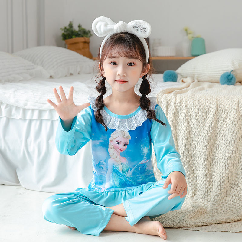 Children's pajamas, spring and autumn, girls, boys, long pumps, cute princess, little girl, thin suit, big children's home clothes