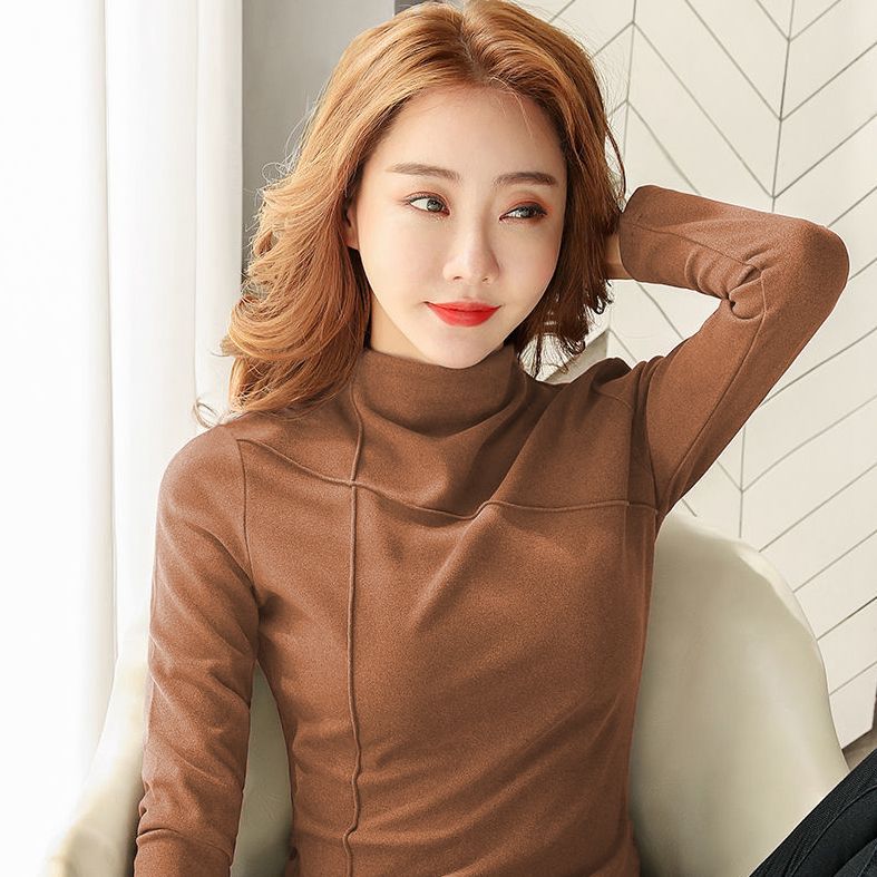 薄款/加厚德绒打底衫女秋冬季内搭外穿高领秋衣加厚t恤长袖上衣女