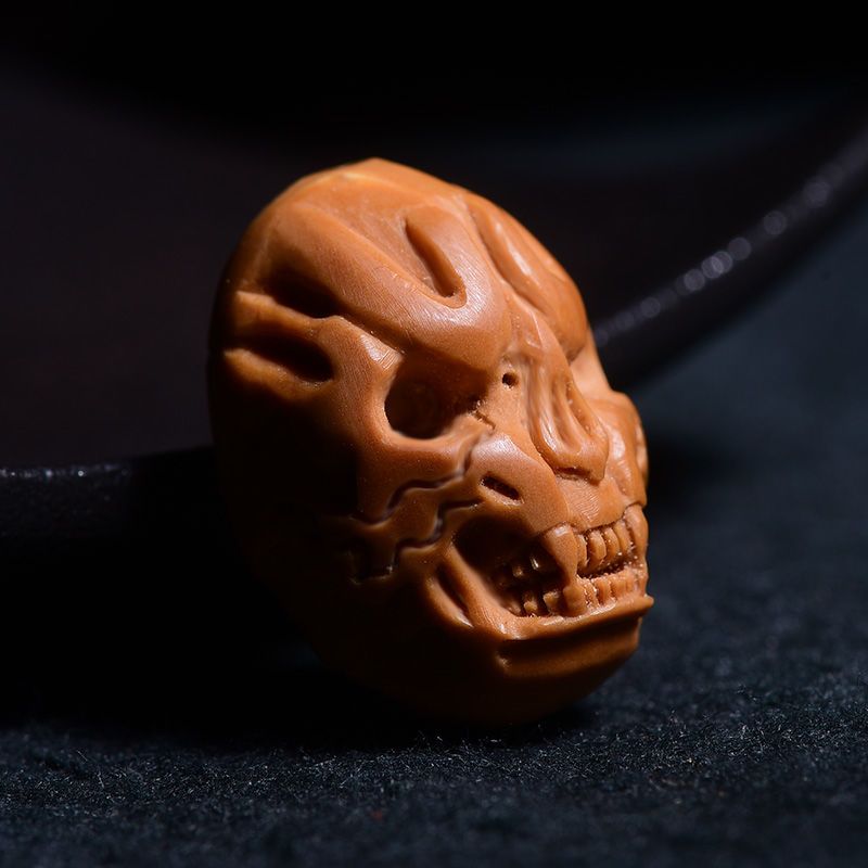 文玩橄榄核雕刻骷髅头手把件手diy吊坠男女款把玩手把件送礼佳品