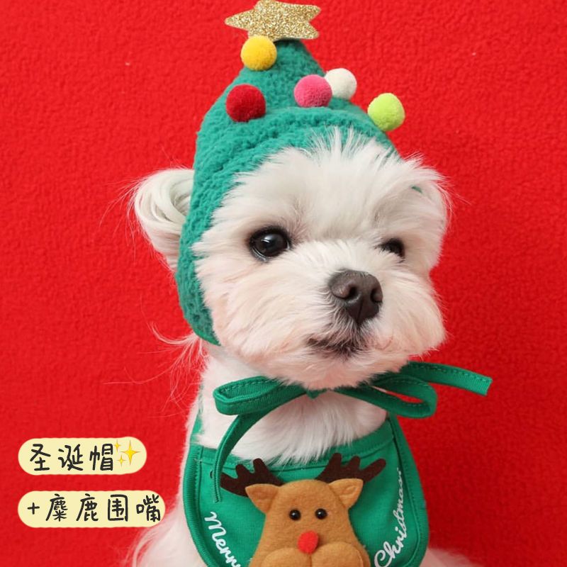 宠物圣诞节帽子泰迪狗装扮头饰搞笑猫咪猫头套万圣节麋鹿圣诞老人