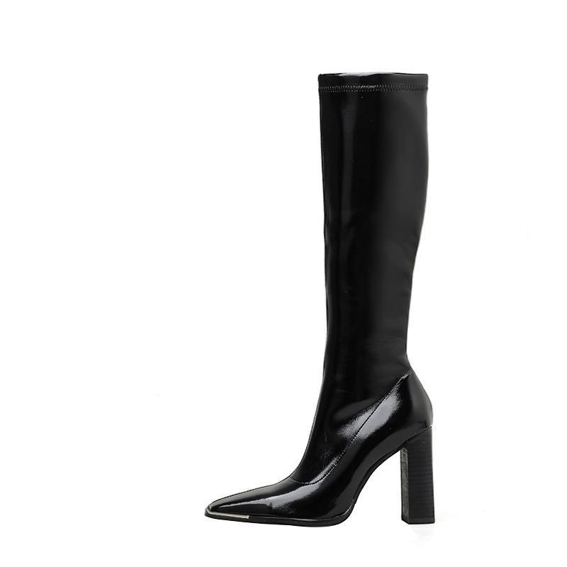 Kendou same style boots women's winter 2023 new long tube thin boots high-heeled thick-heeled but knee-high knight boots