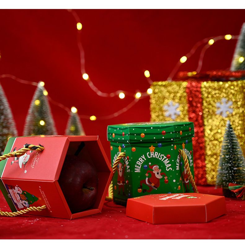 圣诞节苹果盒超市卡通手提礼物盒创意新款2021平安夜手提儿童礼品