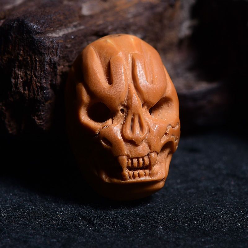 文玩橄榄核雕刻骷髅头手把件手diy吊坠男女款把玩手把件送礼佳品