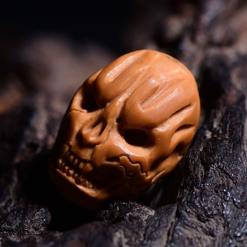 文玩橄榄核雕刻骷髅头手把件手diy吊坠男女款把玩手把件送礼佳品