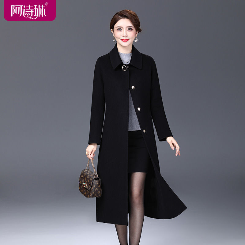 Reverse Season Double sided Fleece Coat for Women 2023 Popular Korean Edition High end Mid length Fleece Coat for Women