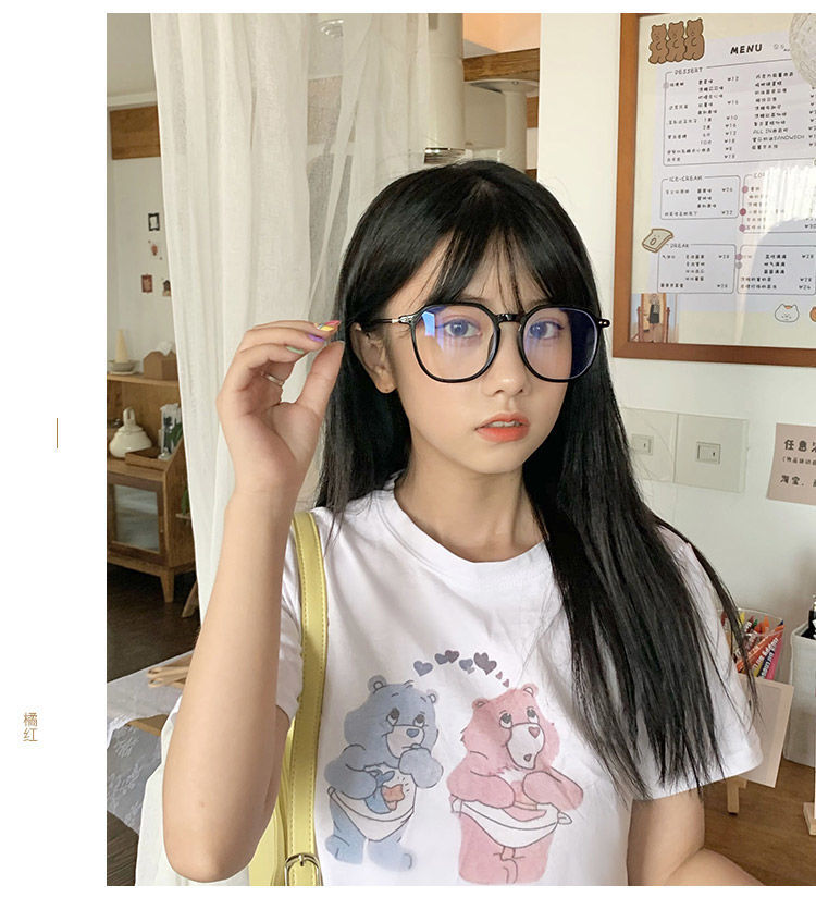 黑框眼镜女学生韩版大框圆脸防蓝光辐射眼镜近视有度数护眼睛网红