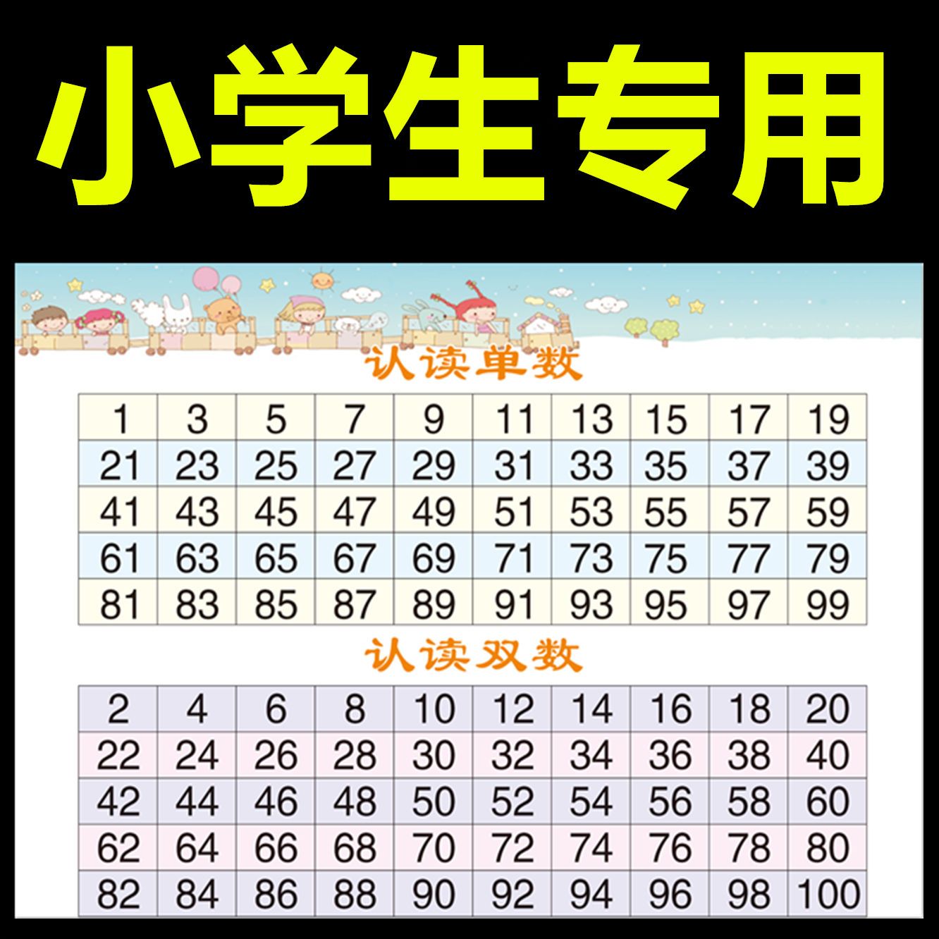 单双数认知数字挂图1到100儿童宝宝认数海报10以内加减分解组成表【2