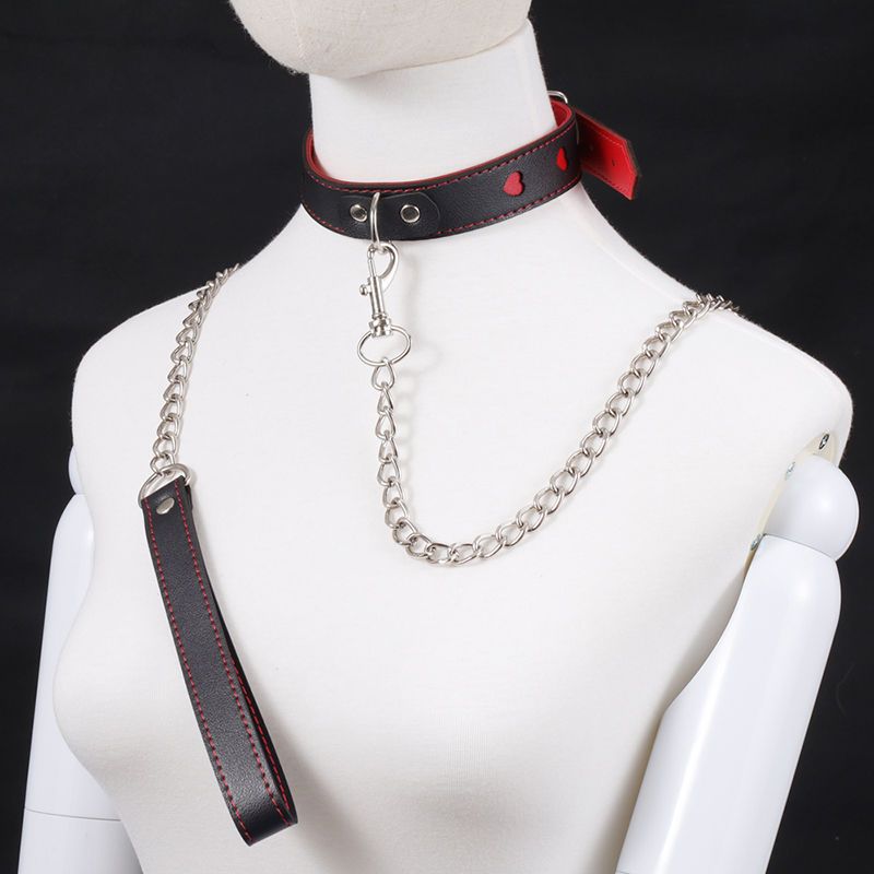 sm adult products collar traction chain training female and male slave dog slave pu leather heart-shaped leather neck chain can go out to flirt