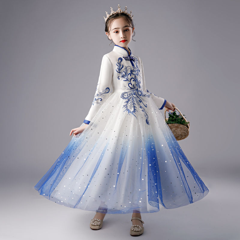 Girls' Chinese style show dress children's dress little girl's foreign style princess dress flower children's wedding dress cheongsam