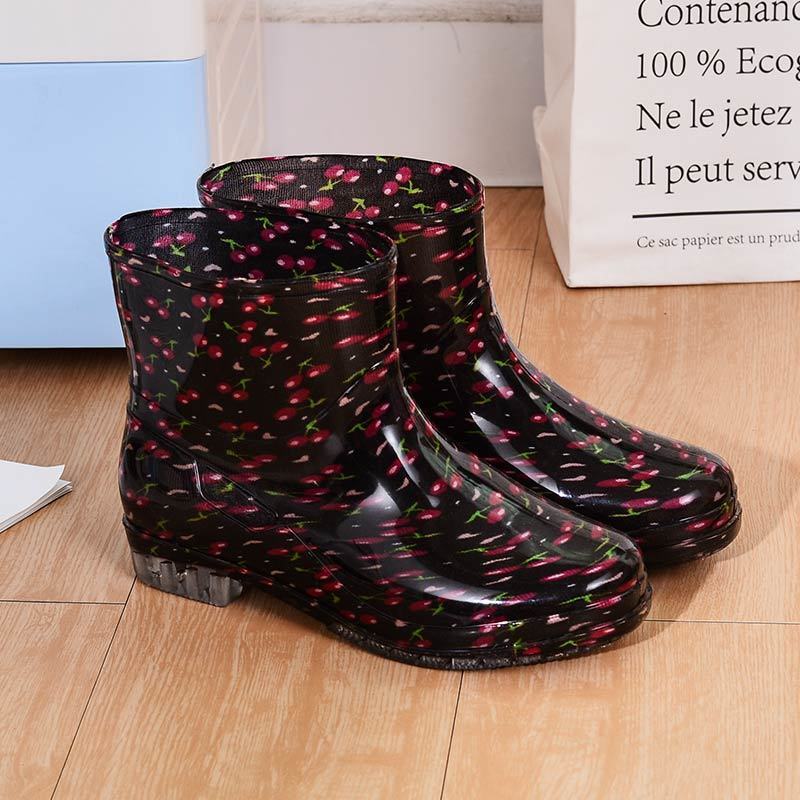 四季雨鞋女短筒成人加绒雨靴时尚防水鞋女士防滑中筒胶鞋套鞋保暖